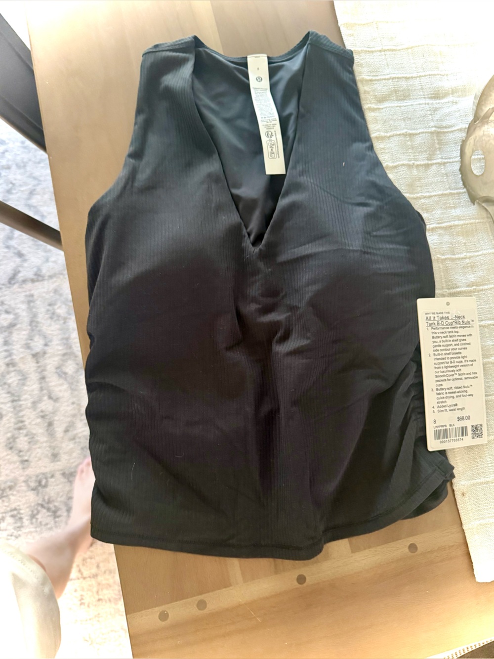 lululemon athletica Black Ribbed V-Neck Tank Top